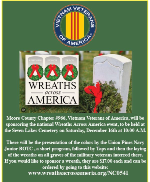 VVA Moore County Chapter #966: Wreaths Across America Ceremony | The ...